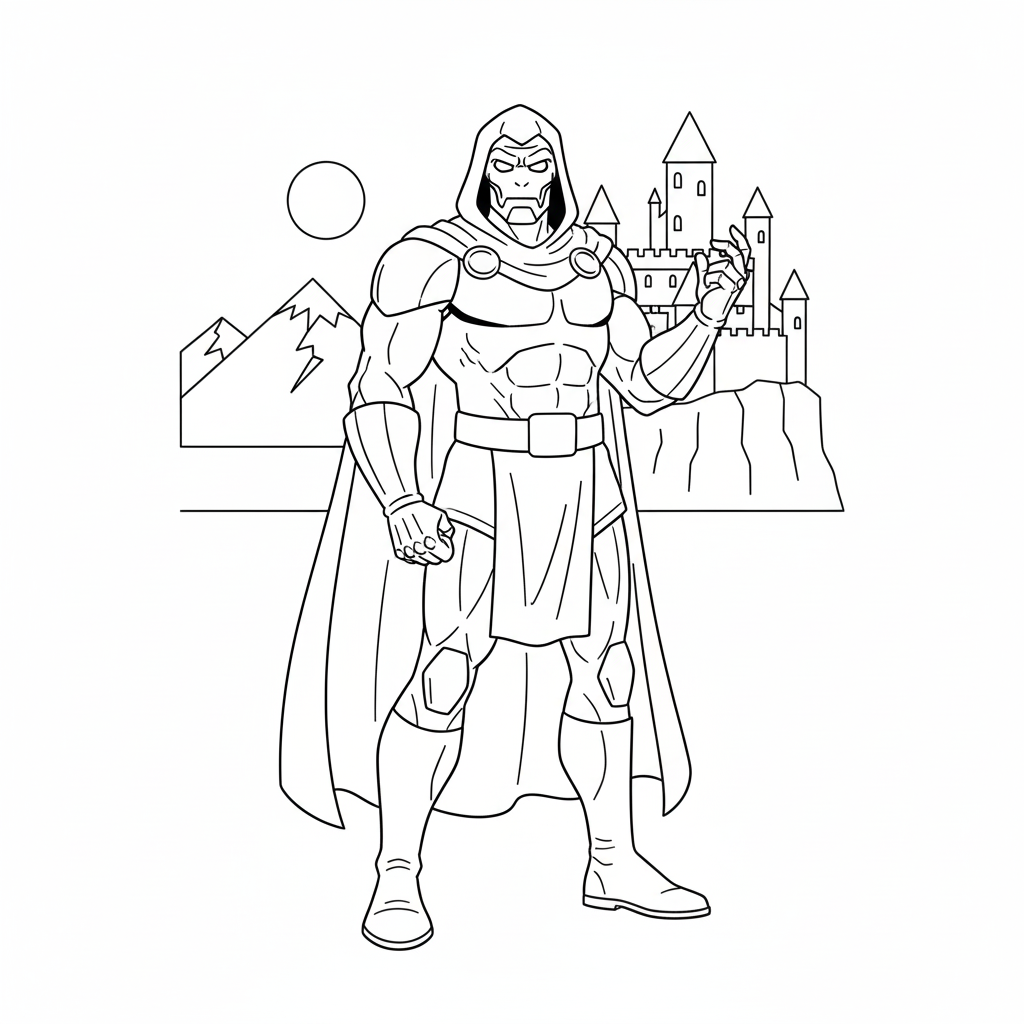 Doctor Doom 12 colorear páginas de Doctor Doom