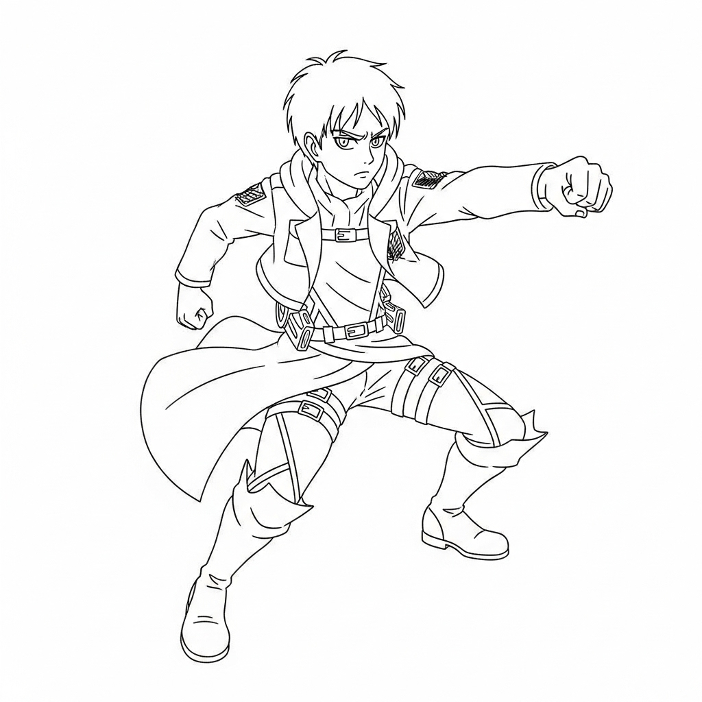 Eren Yeager 14 Eren Yeager páginas para colorear fáciles