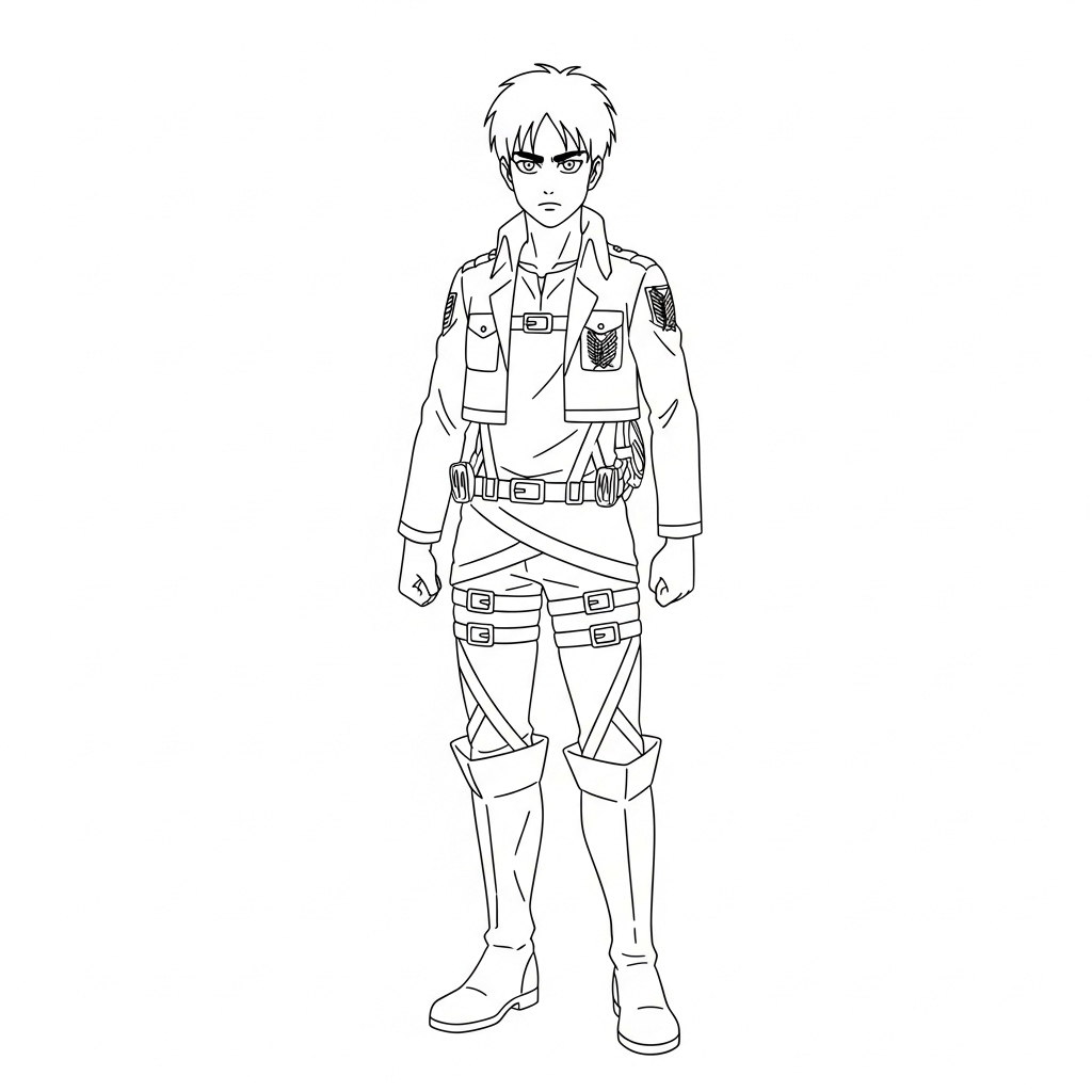 Eren Yeager 4 Eren Yeager páginas para colorear para niños