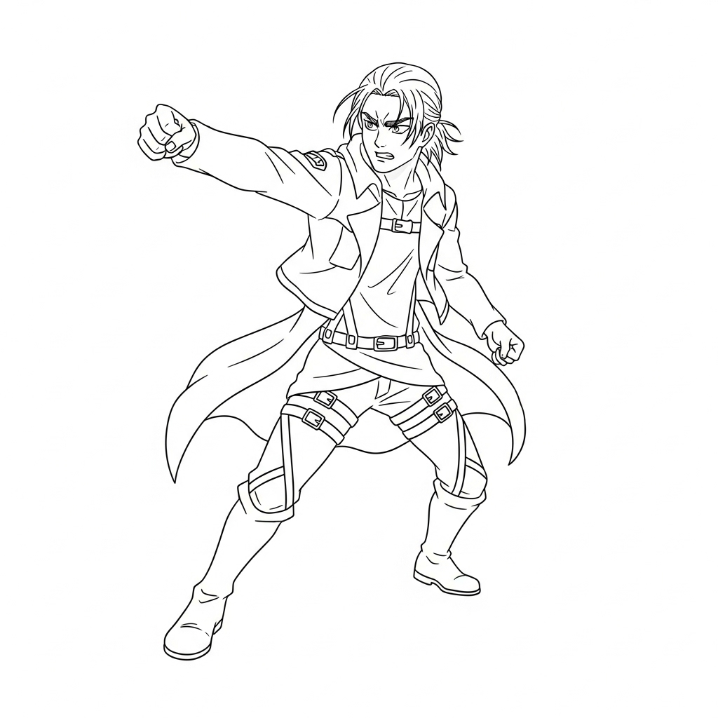 Eren Yeager 6 páginas para colorear imprimibles Eren Yeager para adultos