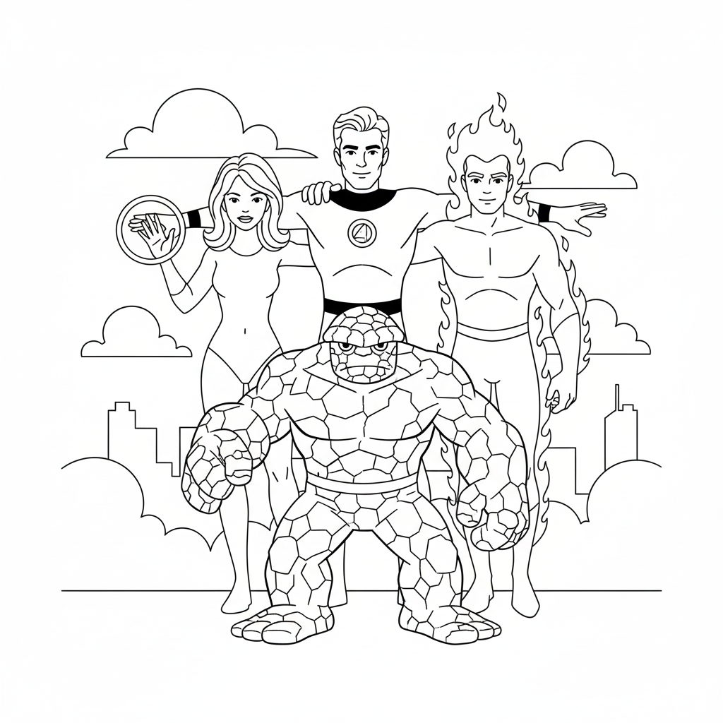 Fantastic Four 11 Fantastic Four páginas para colorear para adultos fáciles