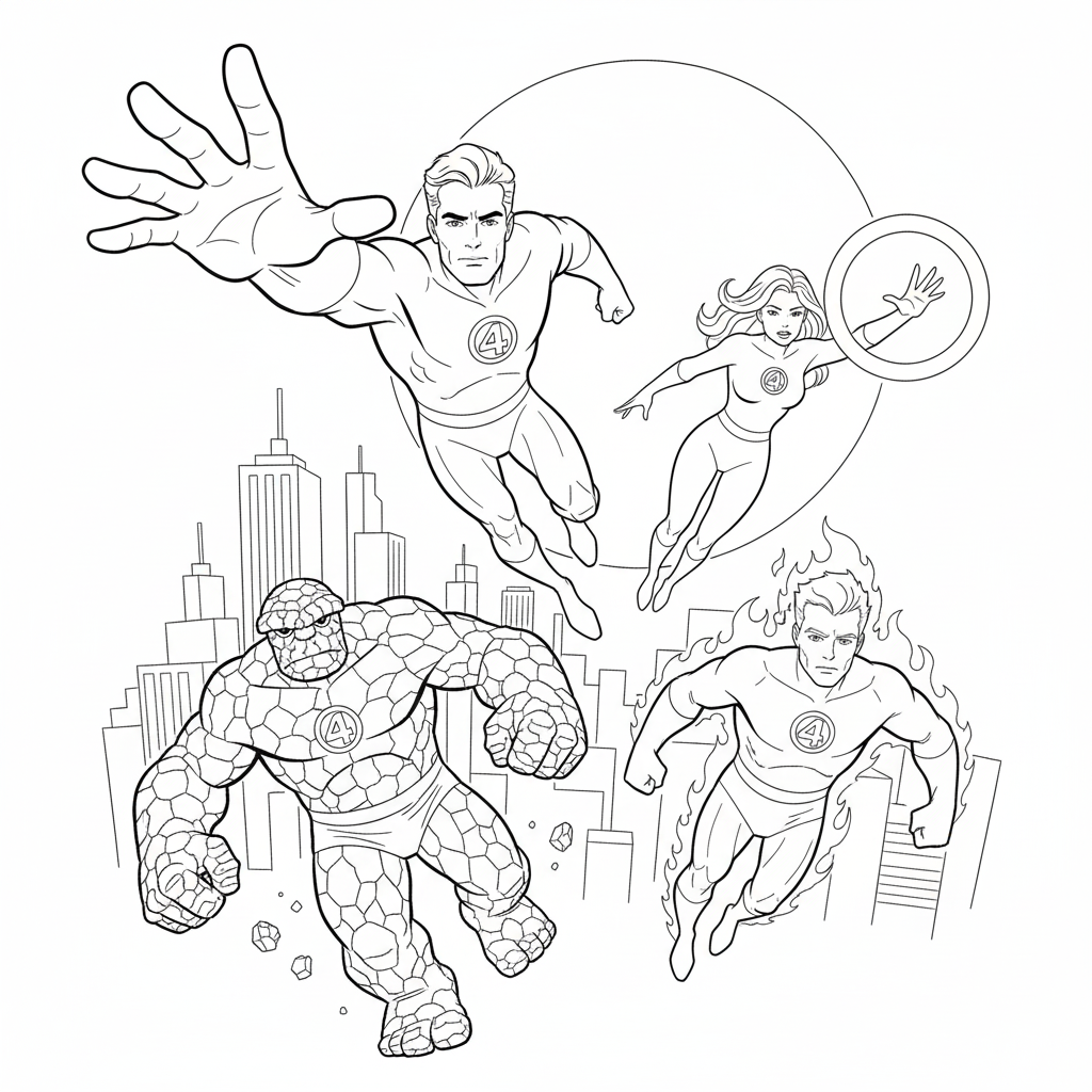 Fantastic Four 6 niños Fantastic Four páginas para colorear