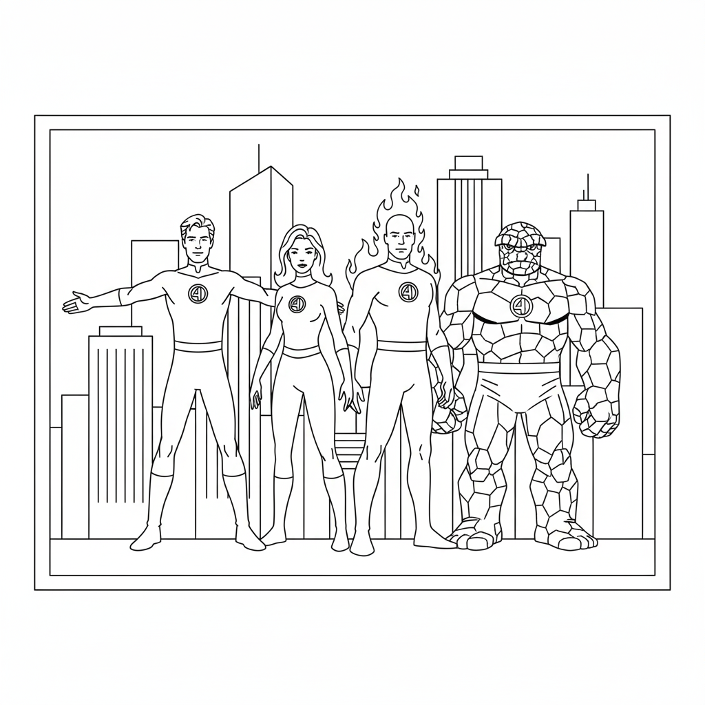 Fantastic Four 8 páginas para colorear gratis Fantastic Four para adultos