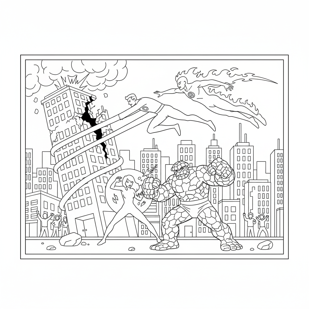 Fantastic Four 10 páginas para colorear gratis Fantastic Four para niños