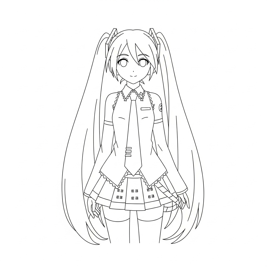 Hatsune Miku 3 lindas páginas para colorear Hatsune Miku