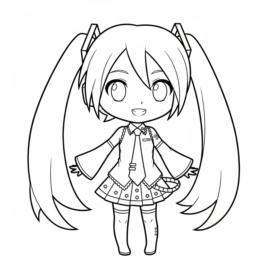 Hatsune Miku 11 felices páginas para colorear Hatsune Miku