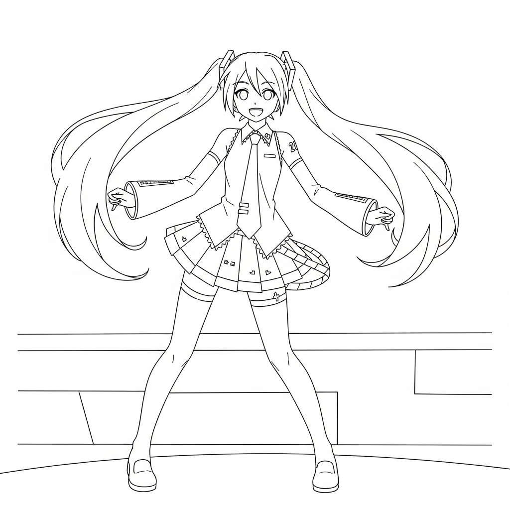 Hatsune Miku 13 Hatsune Miku páginas para colorear fáciles