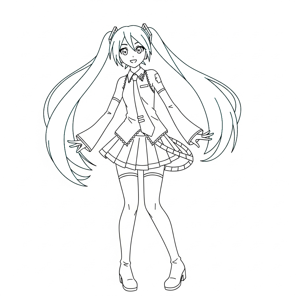Hatsune Miku 14 Hatsune Miku páginas para colorear imprimibles 1