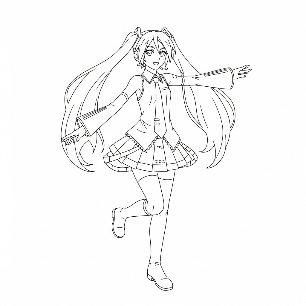 Hatsune Miku 16 Hatsune Miku páginas para colorear para adultos