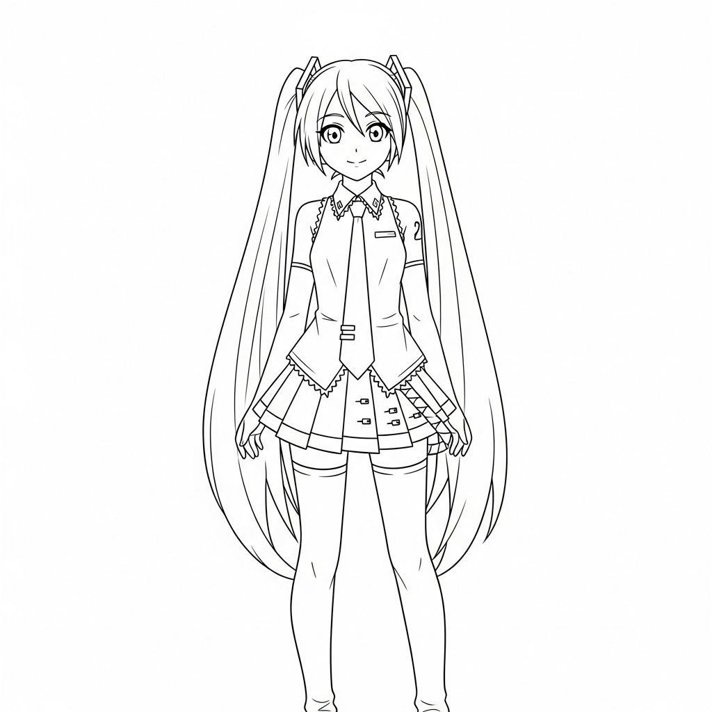 Hatsune Miku 4 páginas para colorear gratis Hatsune Miku pdf