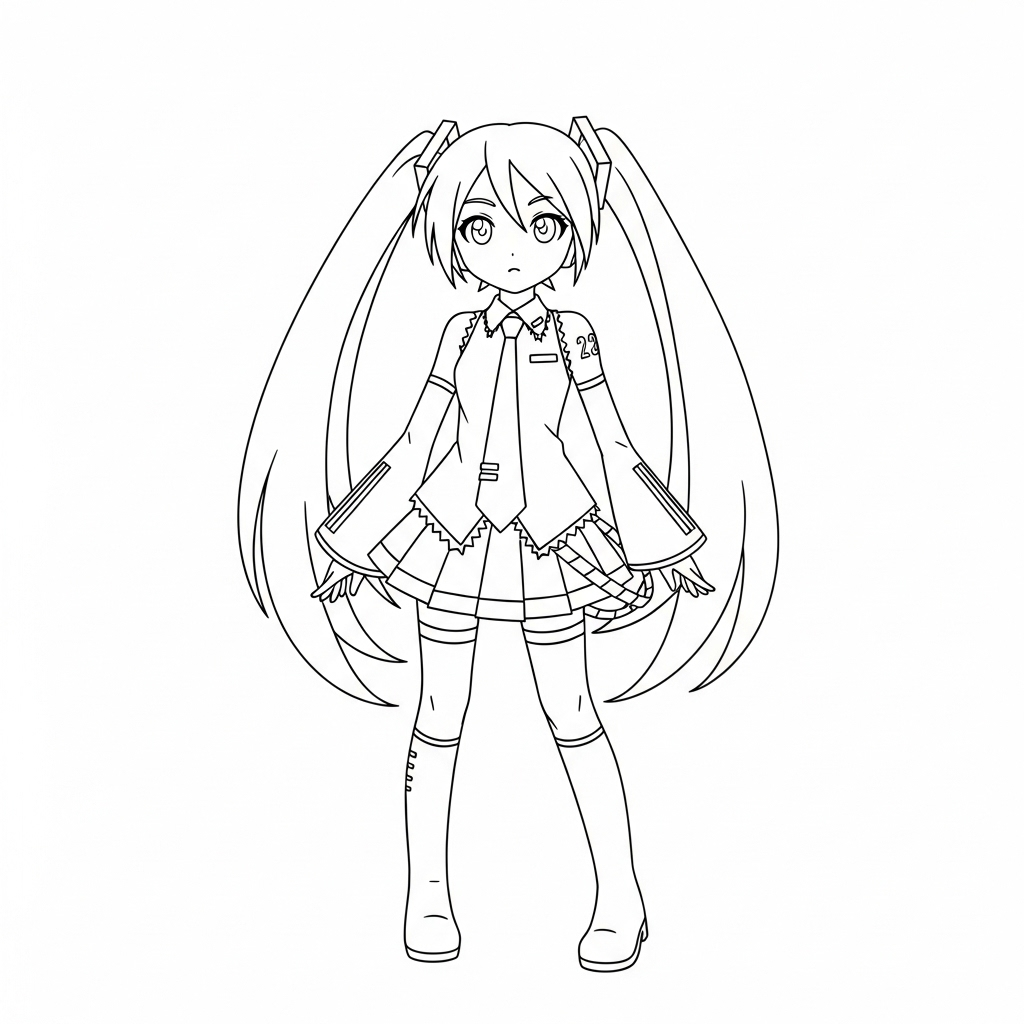 Hatsune Miku 6 lindas páginas para colorear Hatsune Miku 1