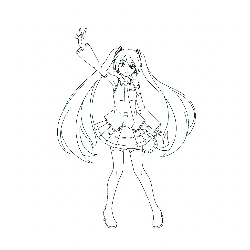 Hatsune Miku 2 divertidas páginas para colorear Hatsune Miku