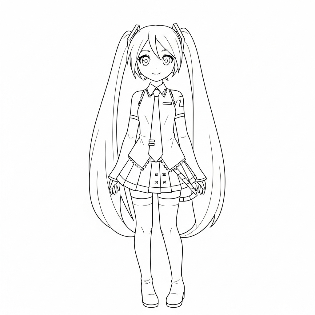 Hatsune Miku 8 páginas para colorear gratis Hatsune Miku