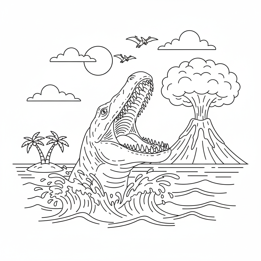 Mosasaurus 12 Mosasaurus páginas para colorear imprimibles 2