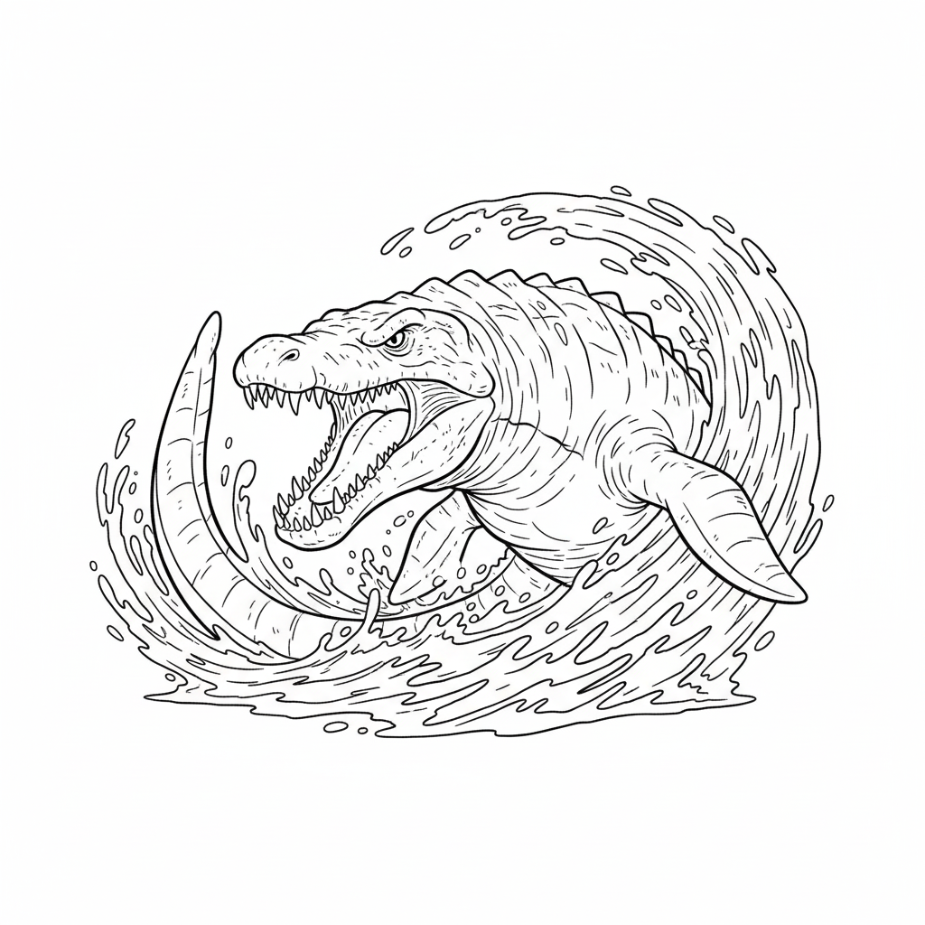 Mosasaurus 8 Mosasaurus páginas para colorear para adultos