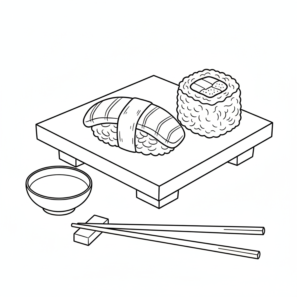 Sushi 2 Sushi páginas para colorear de adornos