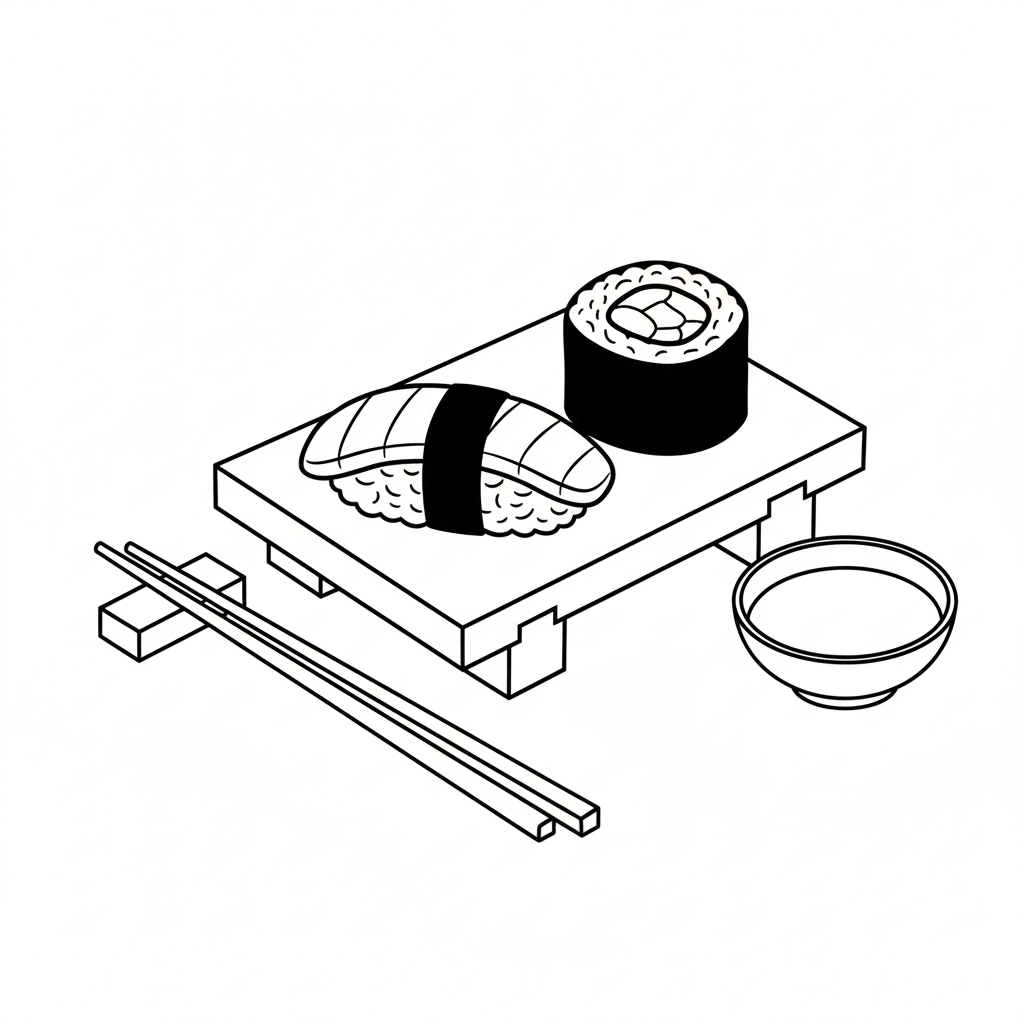 Sushi 9 páginas para colorear para imprimir gratis Sushi