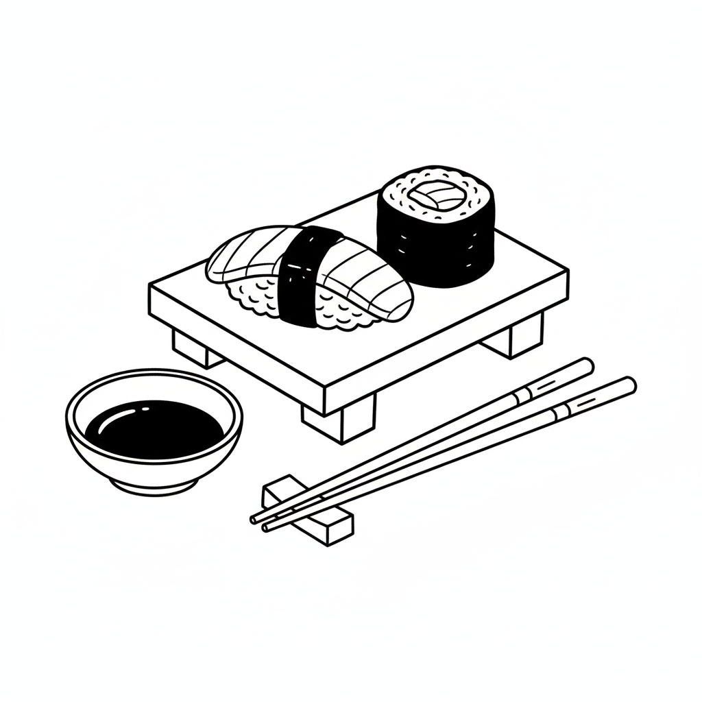 Sushi 10 niños Sushi páginas para colorear