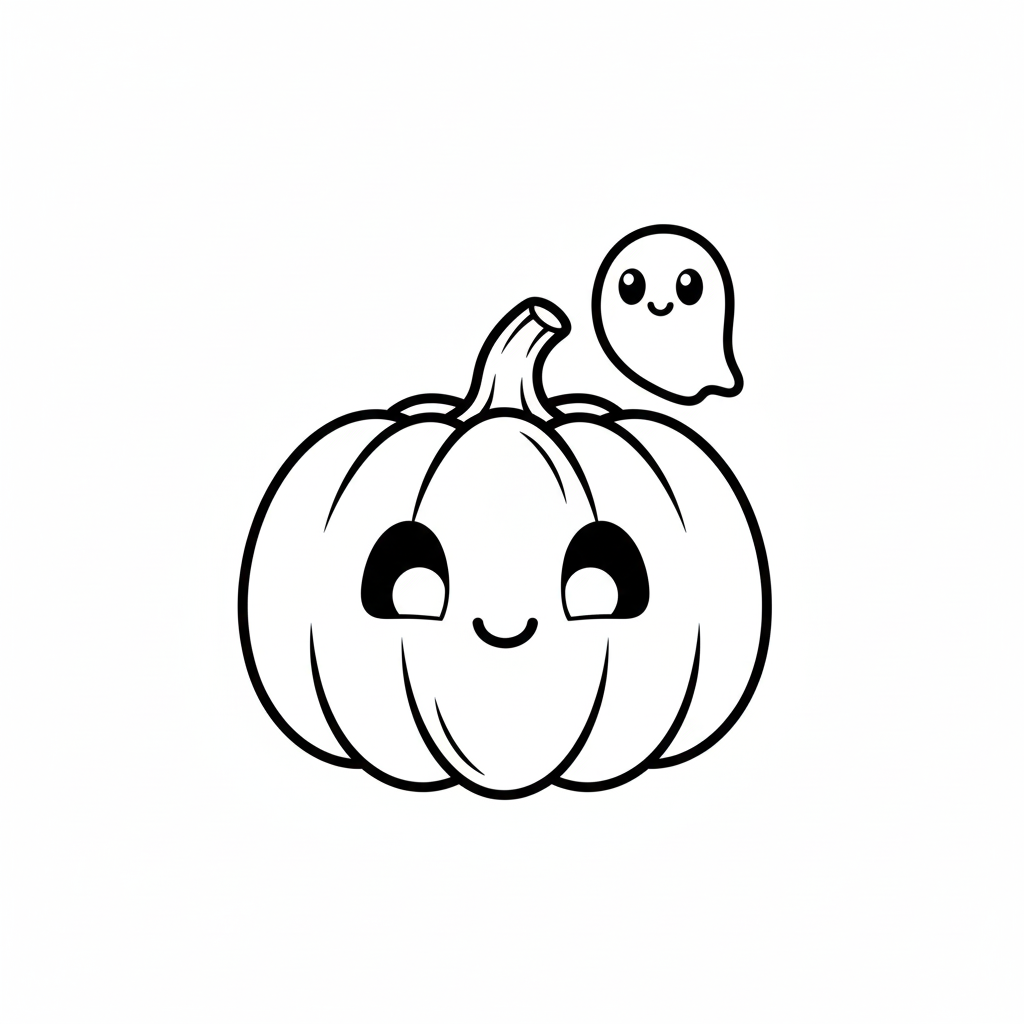 Tallado de calabazas de Halloween 4 páginas para colorear kawaii lindas Tallado de calabazas de Halloween