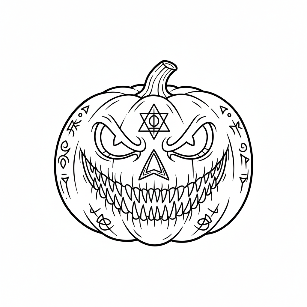 Tallado de calabazas de Halloween 10 Tallado de calabazas de Halloween páginas para colorear para adultos