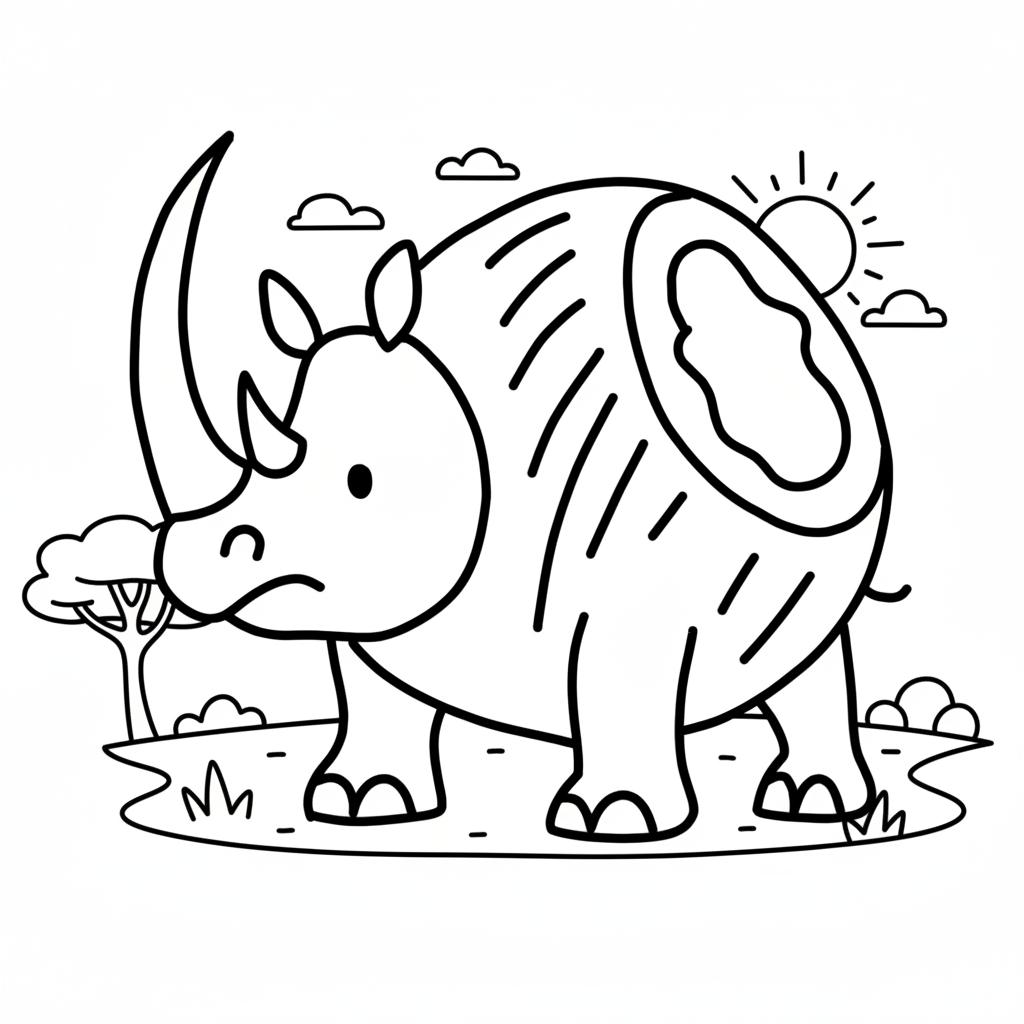 Cocosino Rhino para Colorear 12 páginas para colorear detalladas de Cocosino Rhino