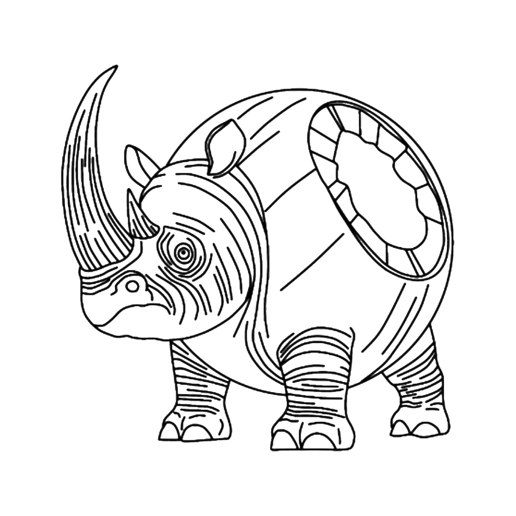 Cocosino Rhino para Colorear 5 Cocosino Rhino páginas para colorear para adultos fáciles
