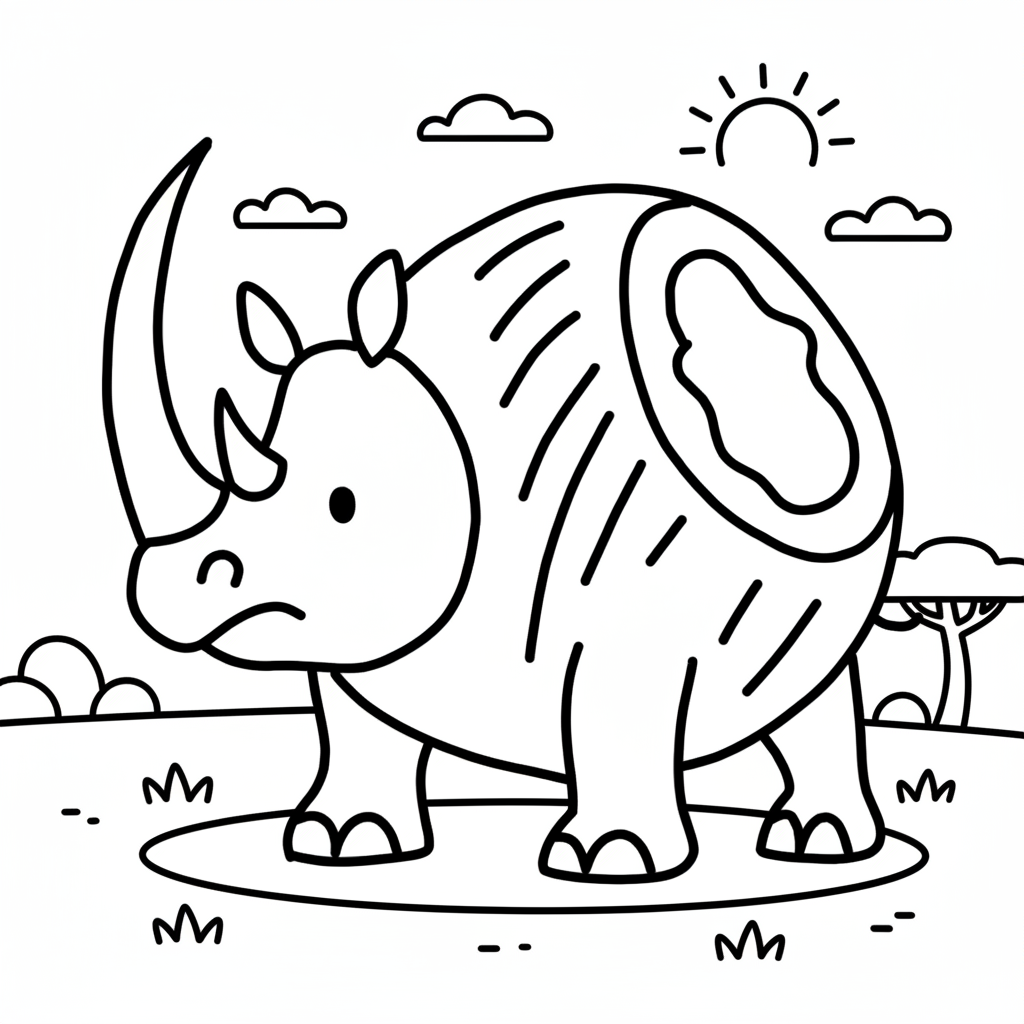 Cocosino Rhino para Colorear 6 páginas para colorear imprimibles Cocosino Rhino