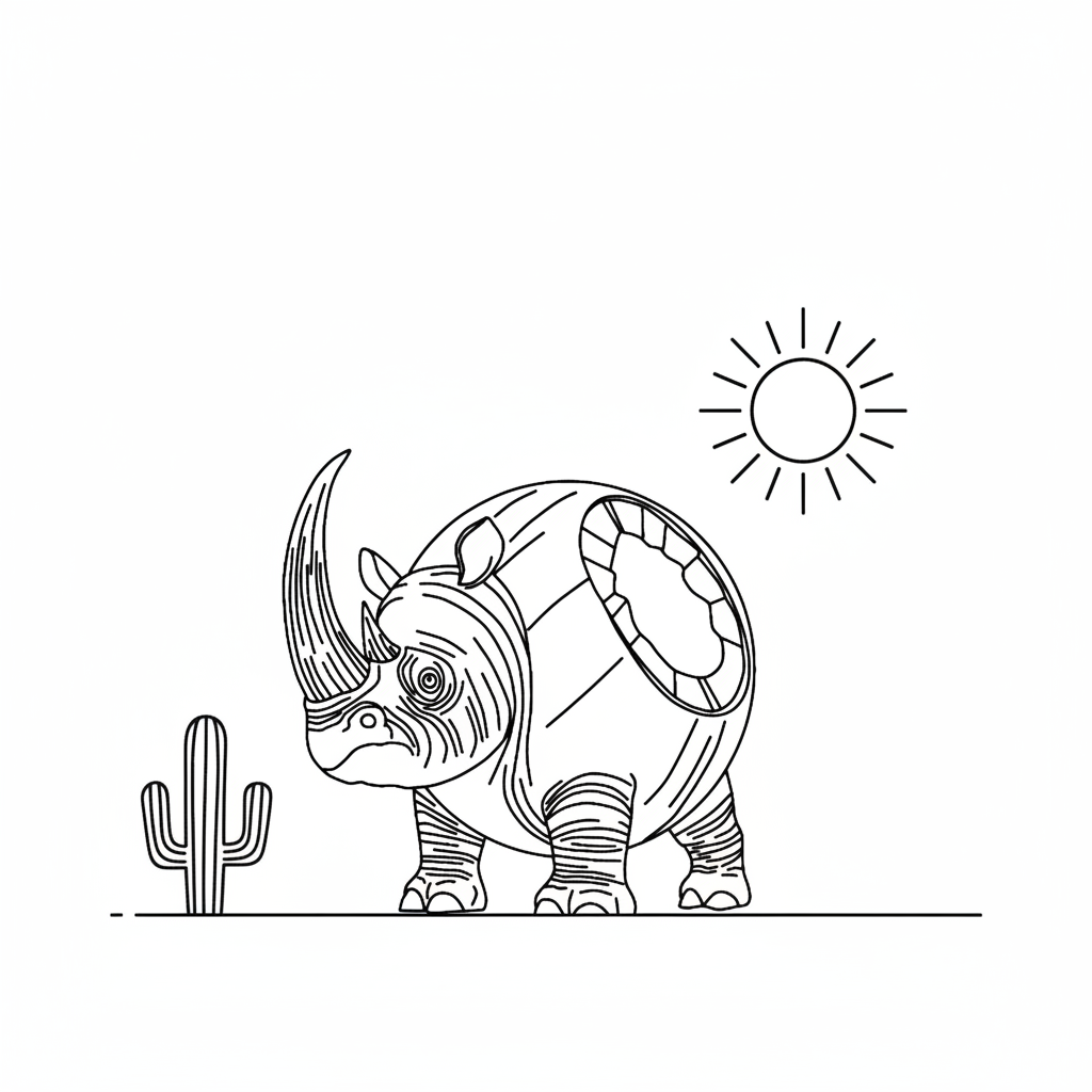 Cocosino Rhino para Colorear 8 páginas para colorear imprimibles Cocosino Rhino para adultos