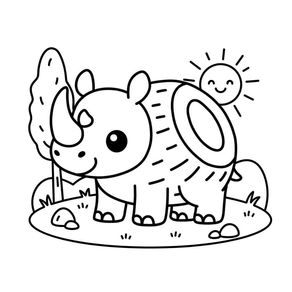 Cocosino Rhino para Colorear 11 Cocosino Rhino páginas para colorear fáciles