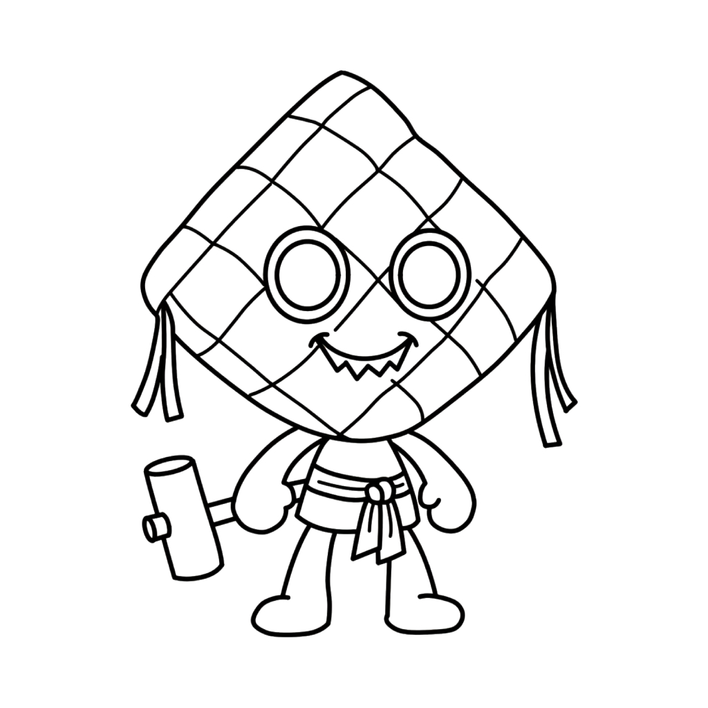 Ketupat Kepat 3 páginas para colorear imprimibles gratis Ketupat Kepat