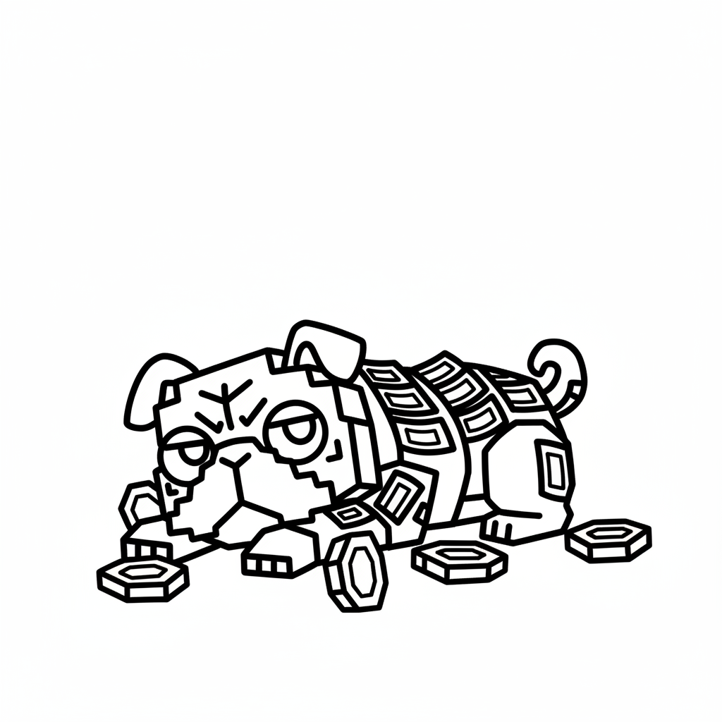 colorear páginas de Money Money Puggy 1