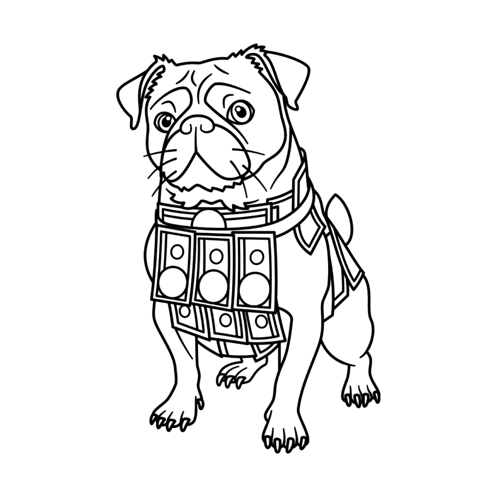 páginas para colorear imprimibles Money Money Puggy