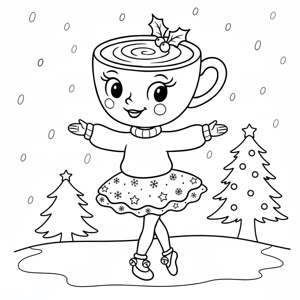 páginas para colorear fáciles de Ballerina Cappuccina Navidad