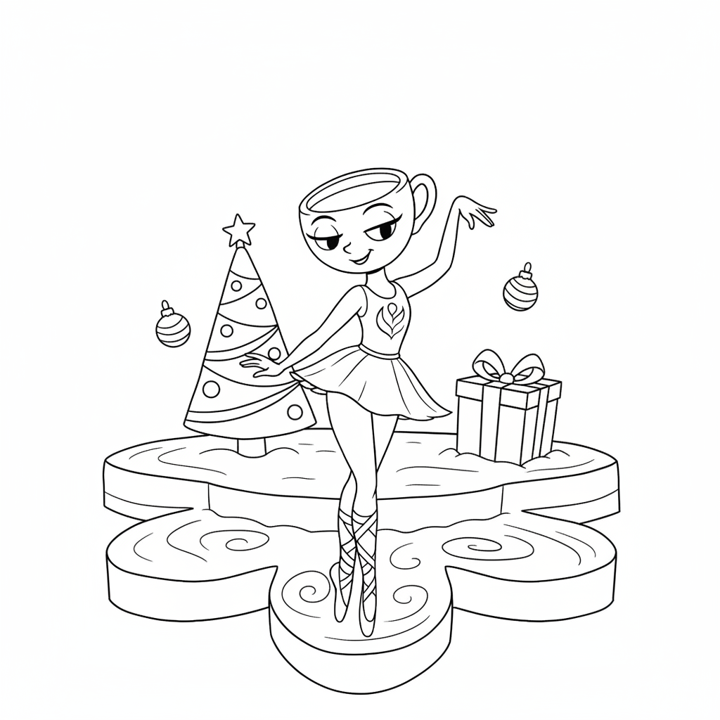 páginas para colorear para imprimir gratis Ballerina Cappuccina Navidad 1