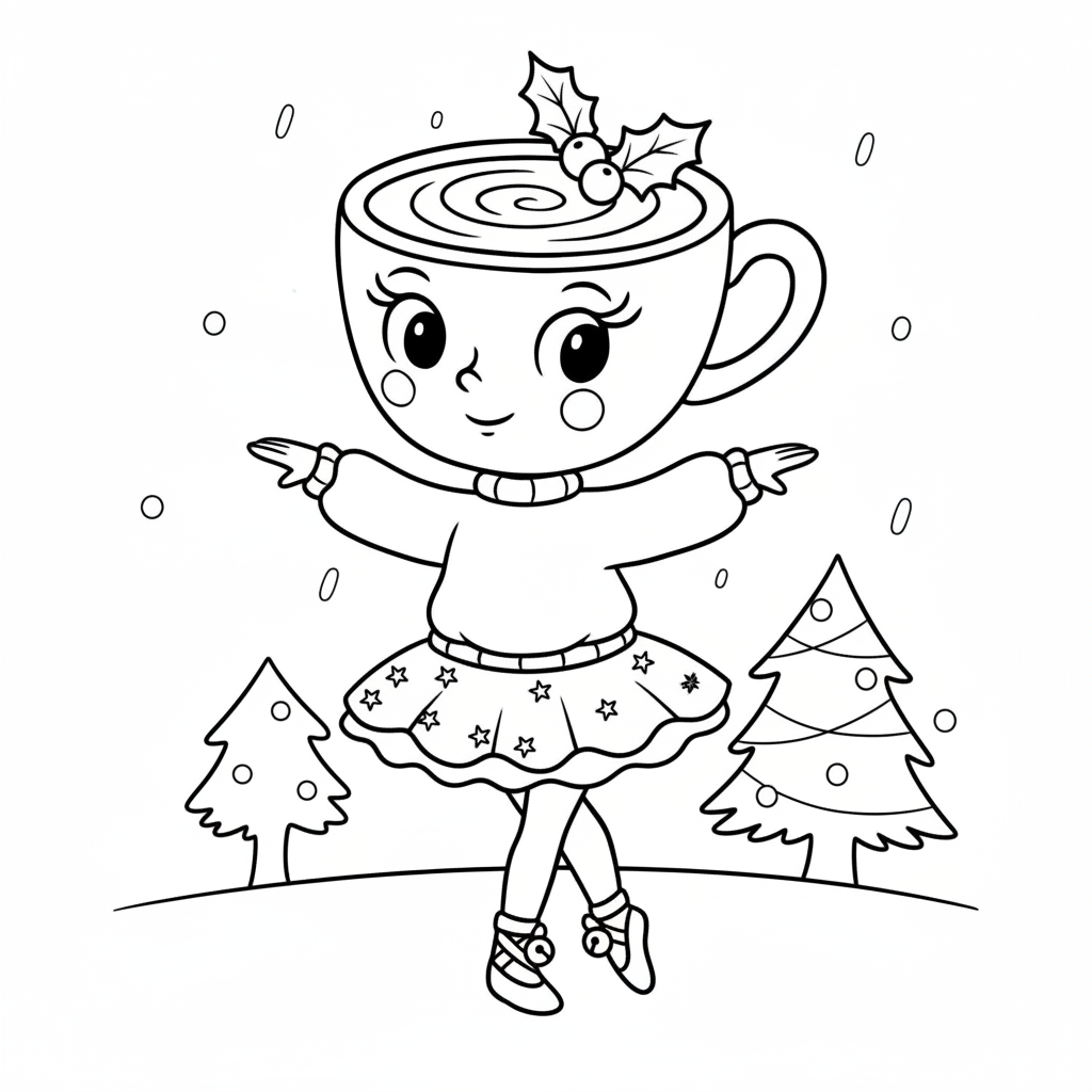 páginas para colorear lindas y fáciles de Ballerina Cappuccina Navidad 1