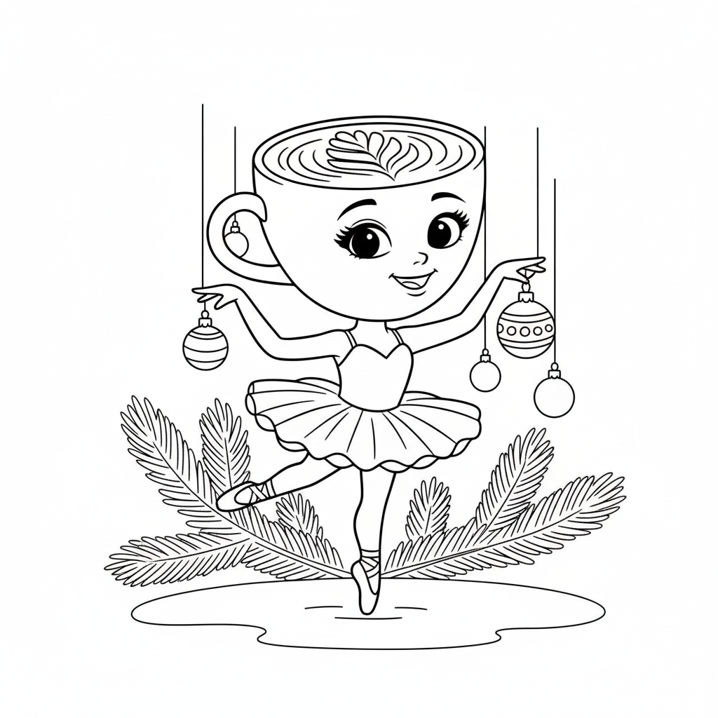 páginas para colorear imprimibles Ballerina Cappuccina Navidad para adultos