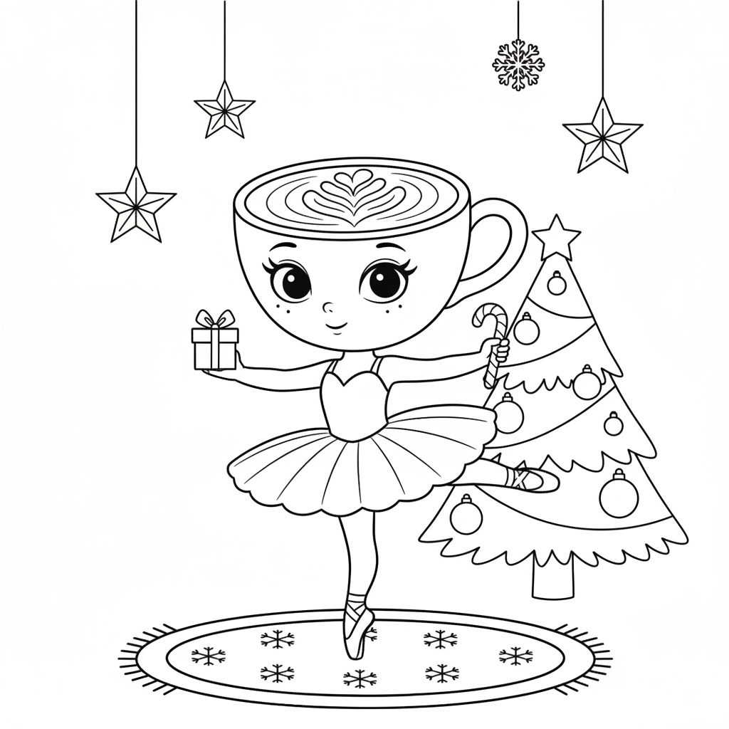 páginas para colorear de árboles Ballerina Cappuccina Navidad gratis