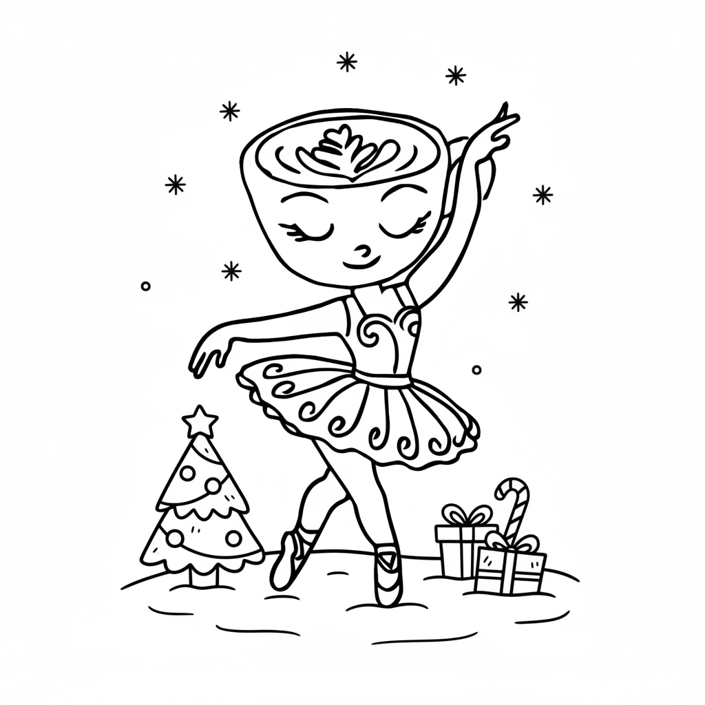 páginas para colorear gratis Ballerina Cappuccina Navidad para adultos