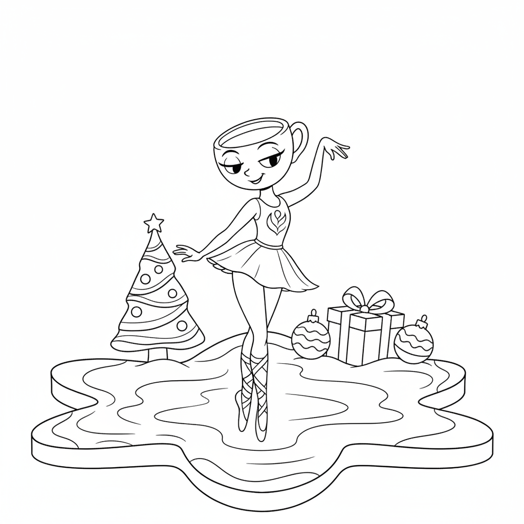 páginas para colorear de preescolar Ballerina Cappuccina Navidad
