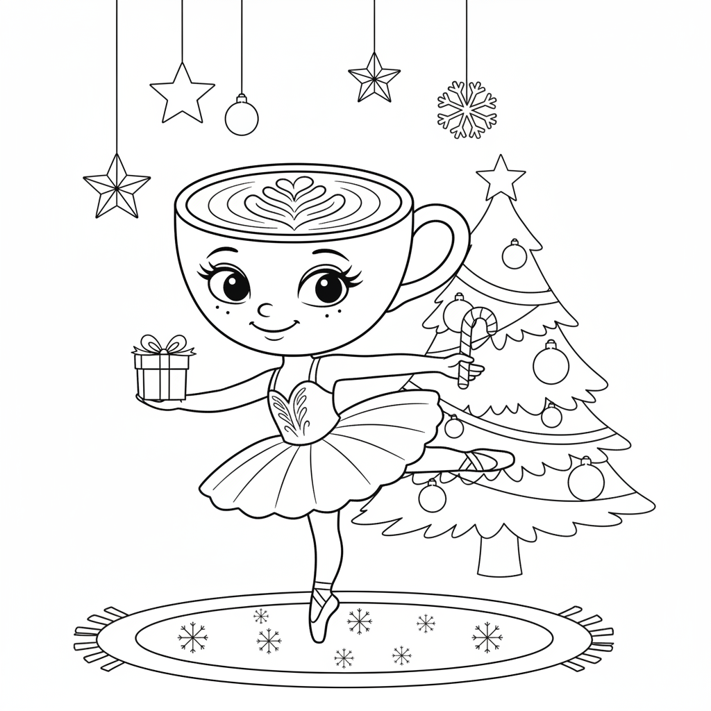 páginas para colorear gratis Ballerina Cappuccina Navidad para niños