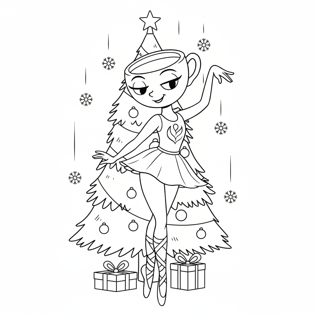 páginas para colorear para imprimir gratis Ballerina Cappuccina Navidad