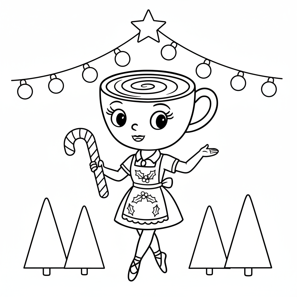 páginas para colorear detalladas de Ballerina Cappuccina Navidad para adultos