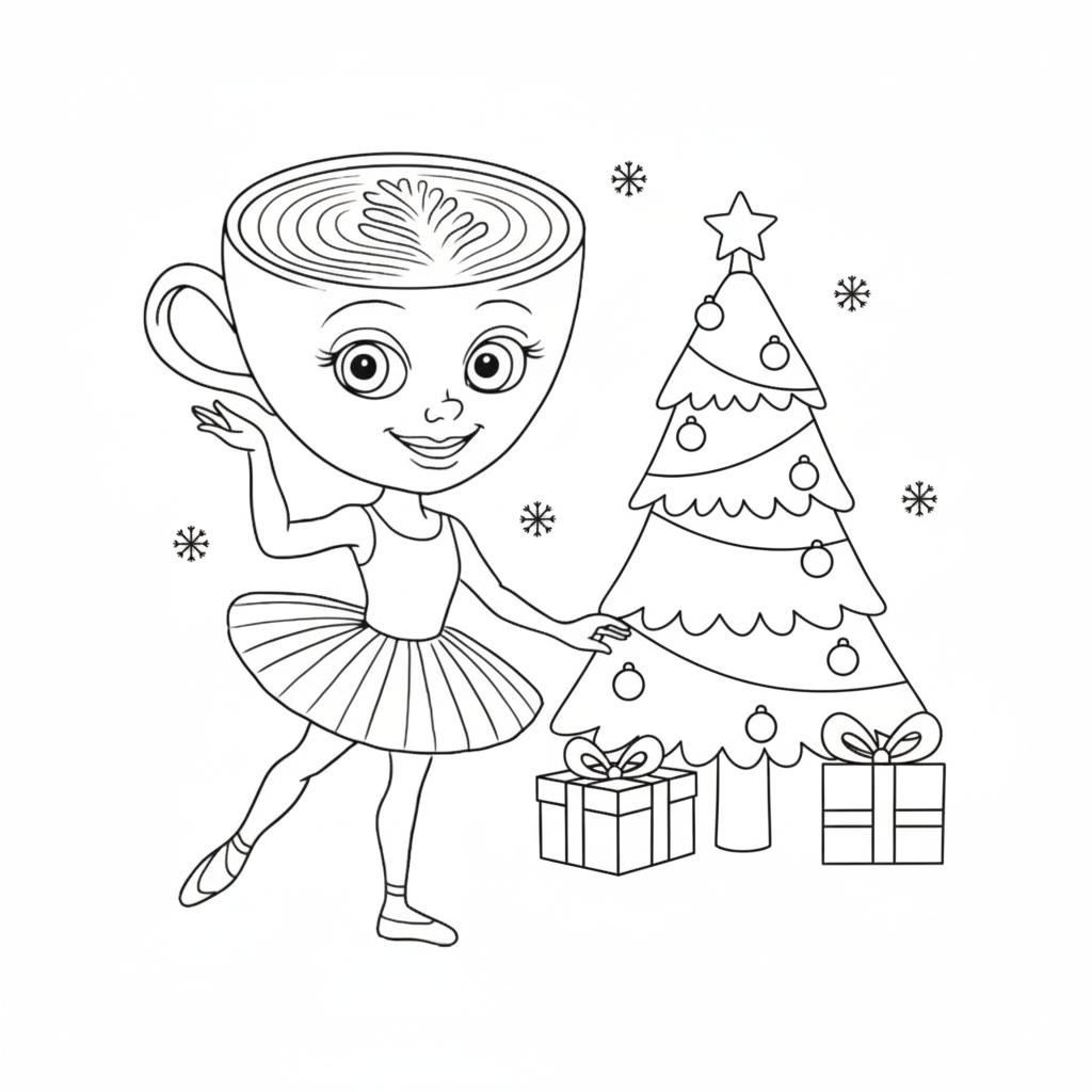 páginas para colorear gratis Ballerina Cappuccina Navidad