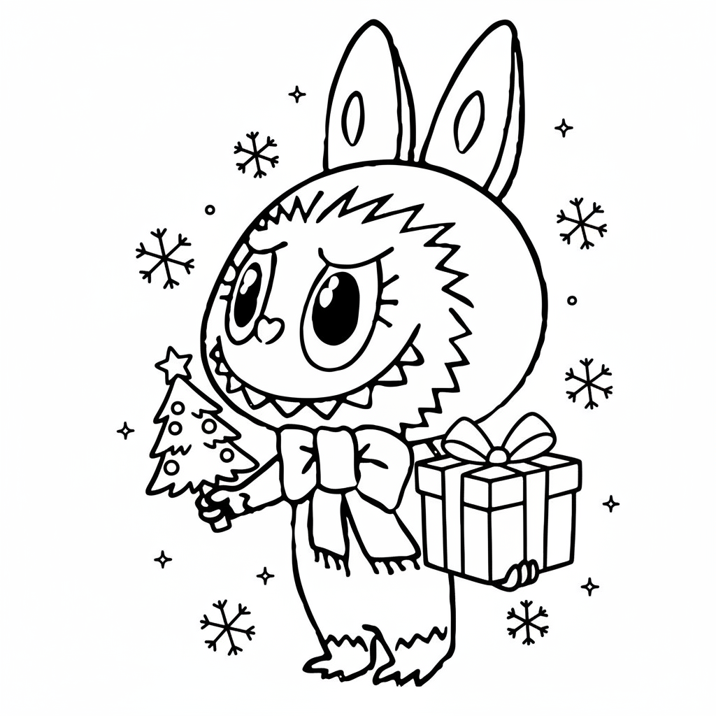Labubu Navidad páginas para colorear para niños 1