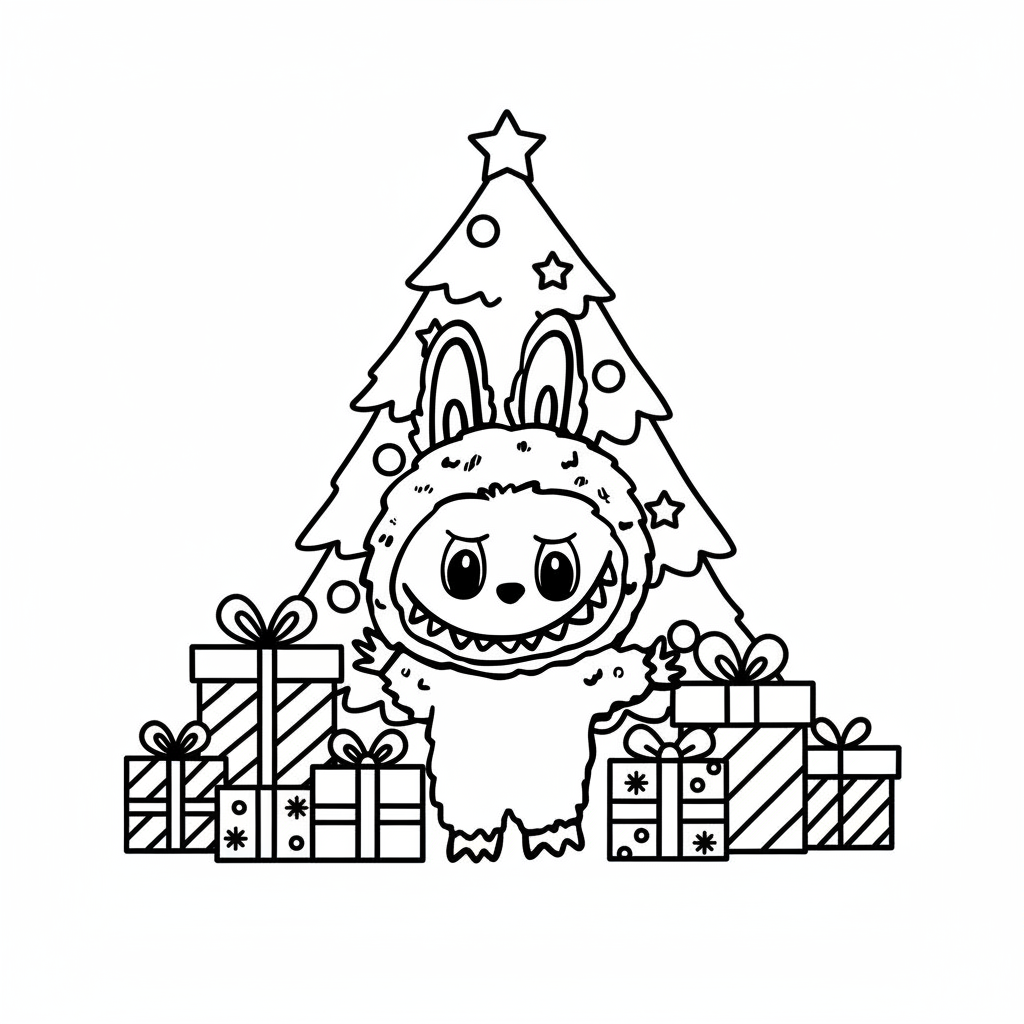 dibujos para colorear grinch Labubu Navidad