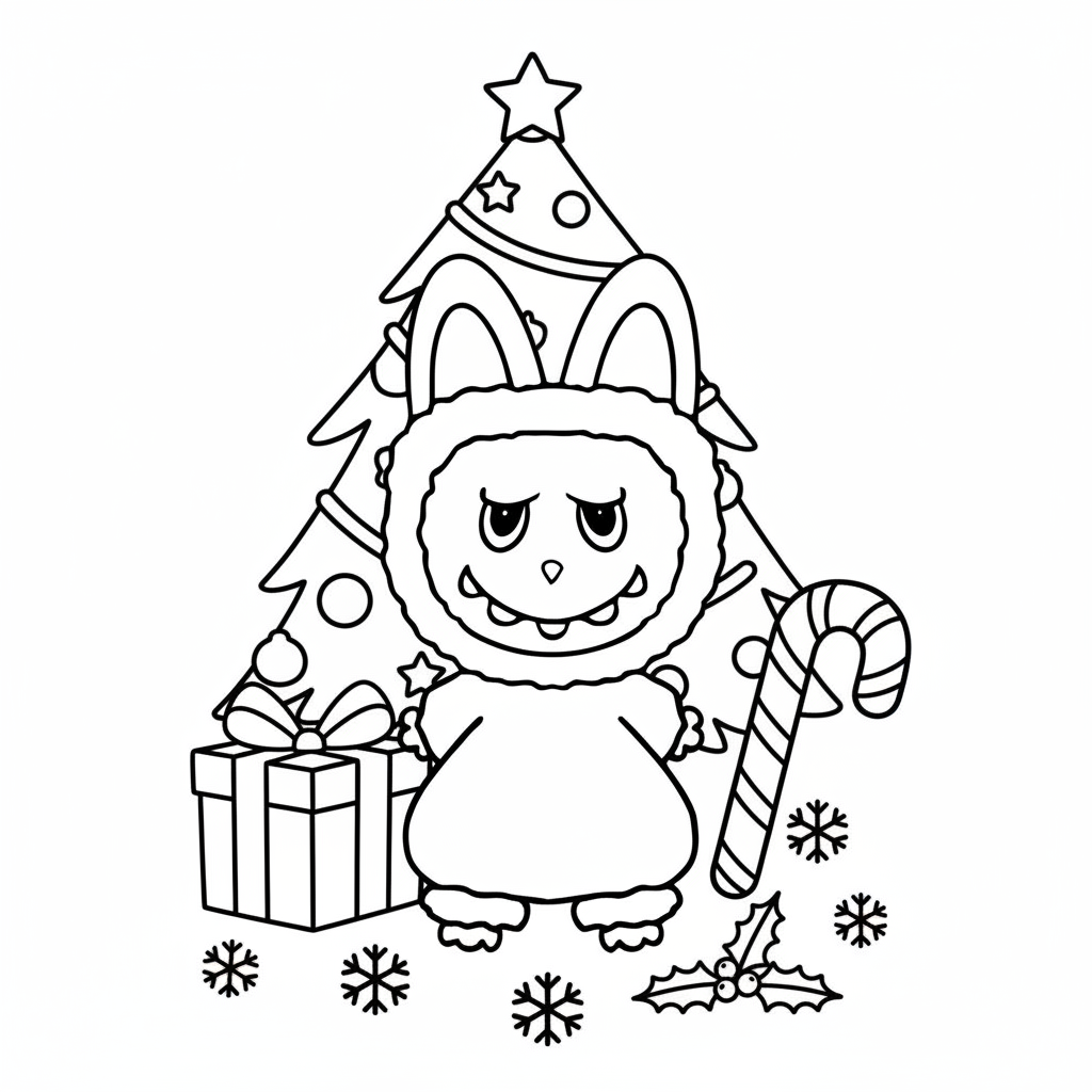 páginas para colorear para niños Labubu Navidad