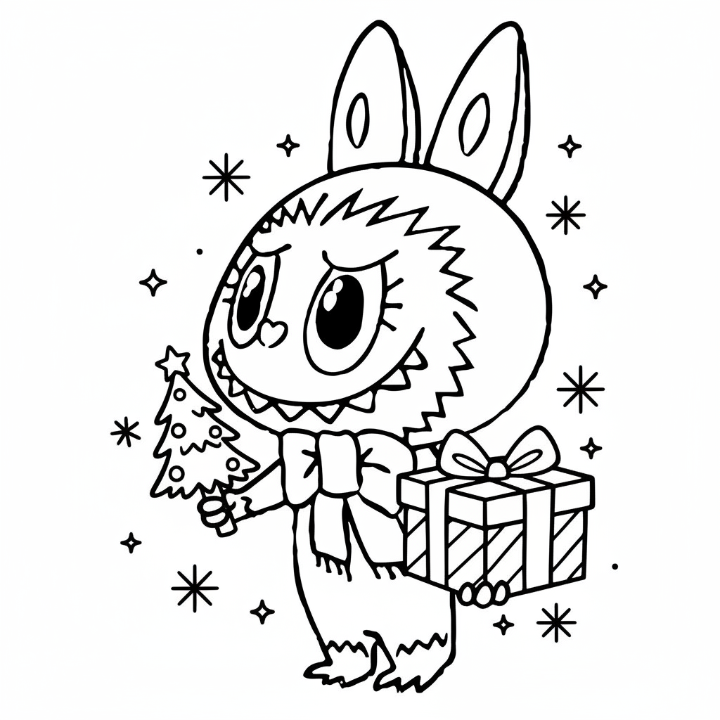 Labubu Navidad páginas para colorear para imprimir