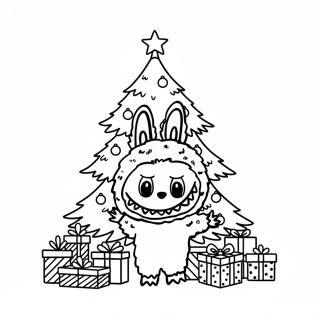 Labubu Navidad adornos para colorear