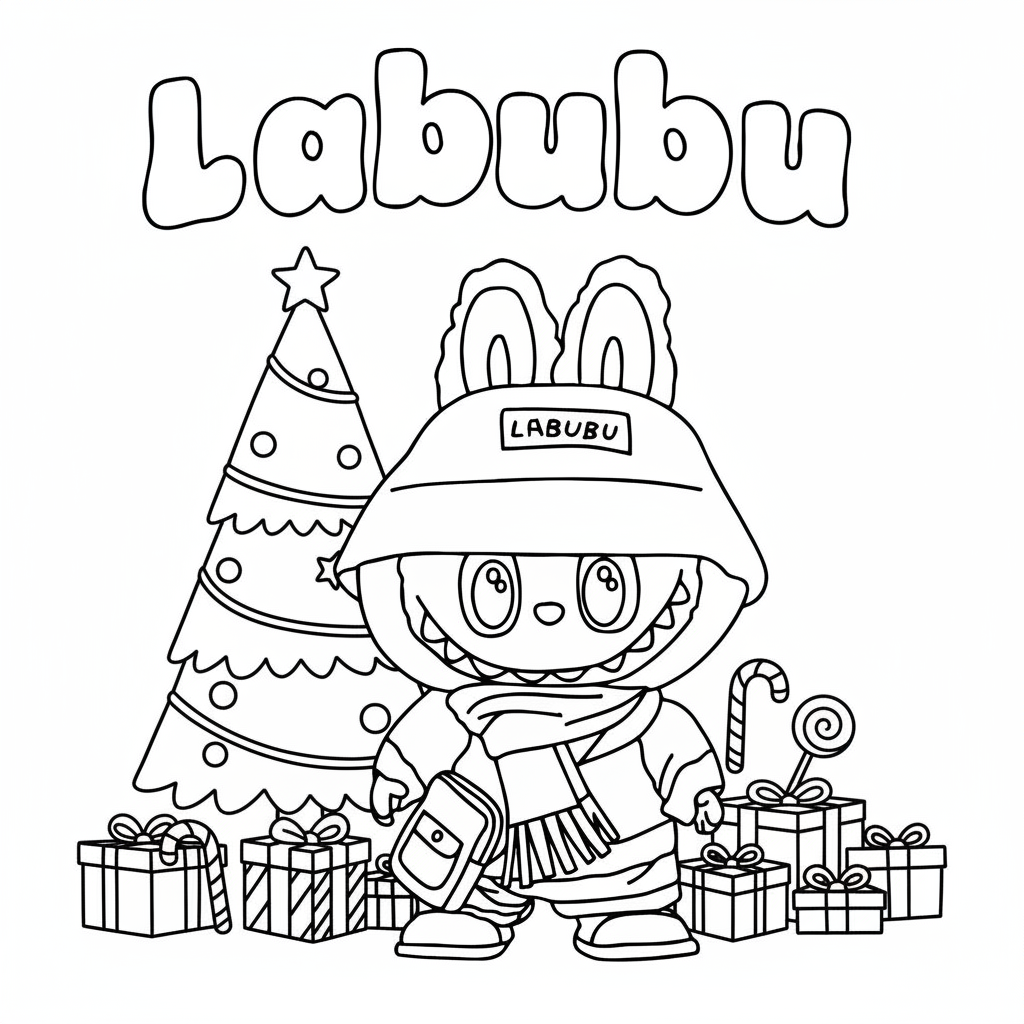 Labubu Navidad páginas para colorear imprimibles