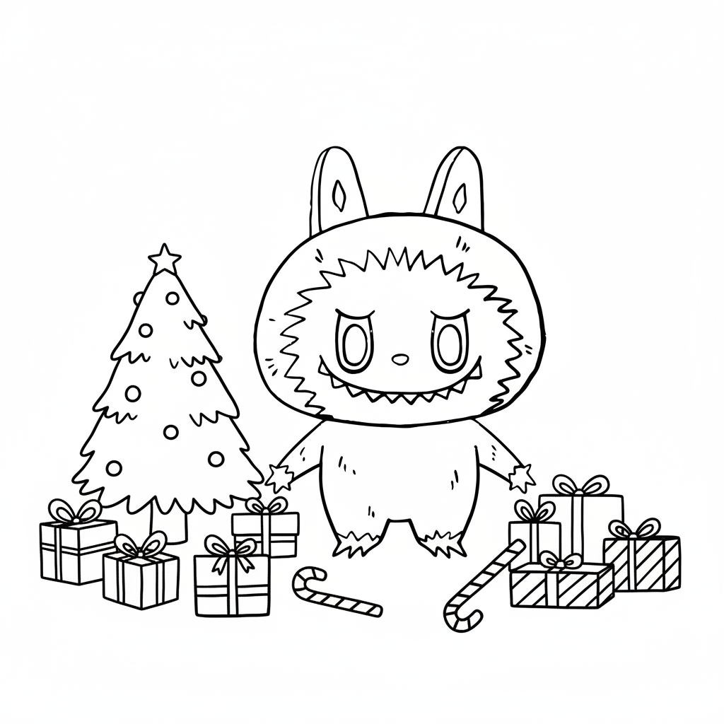 Labubu Navidad páginas para colorear para adultos